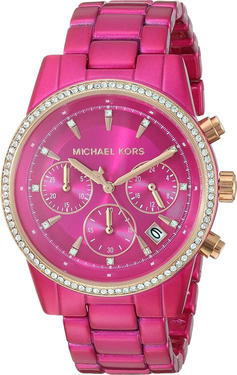 pink face michael kors watch|michael kors rhinestone watch.